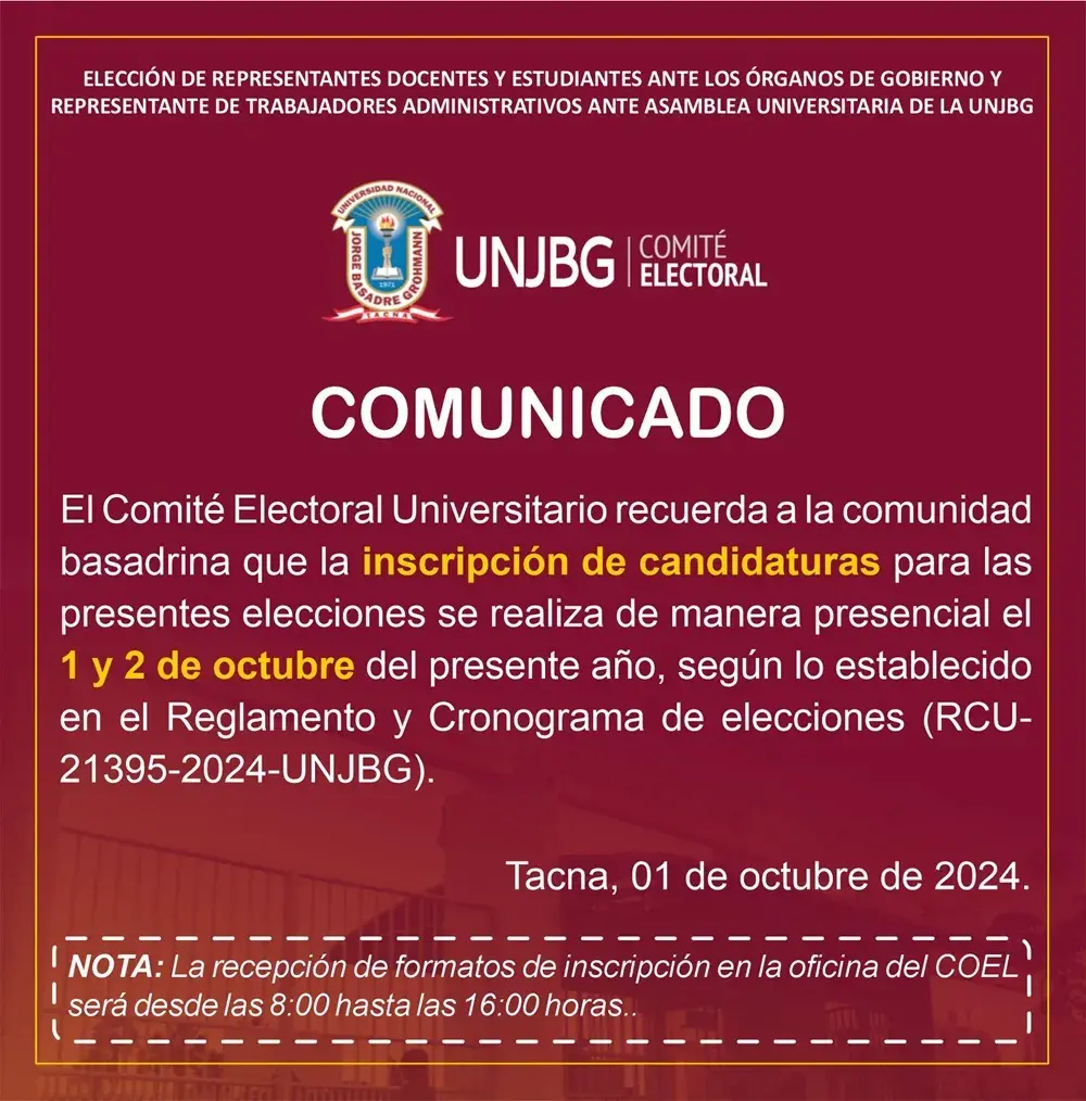 COMUNICADO - INSCRIPCION DE CANDIDATURAS